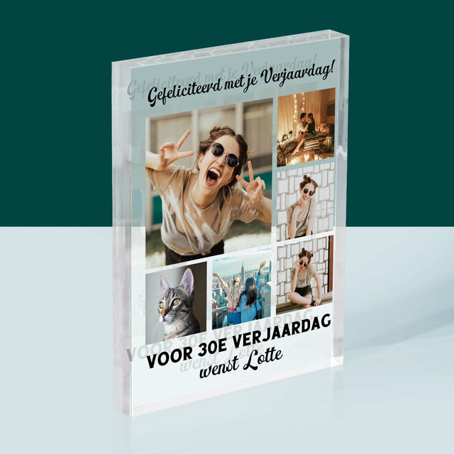 Fotocollage: Fotocollage Verjaardag - Acryl Blok