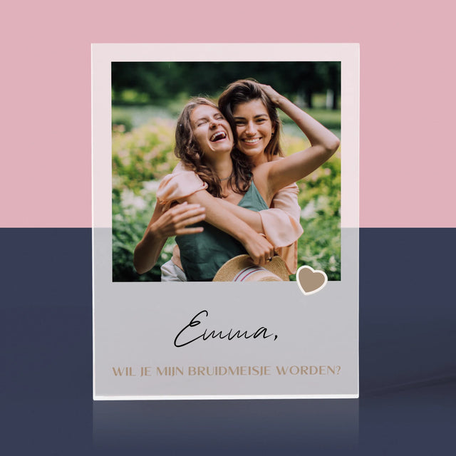 Foto En Handtekening: Wordt Mijn Bruidsmeisje - Acryl Blok