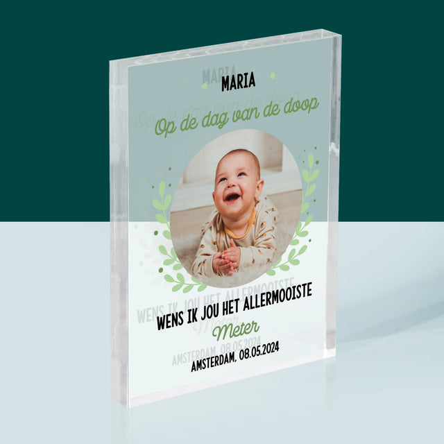 Foto En Handtekening: Ter Gelegenheid Van De Doop - Acryl Blok