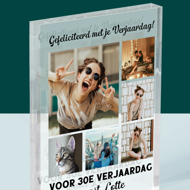 Fotocollage: Fotocollage Verjaardag - Acryl Blok