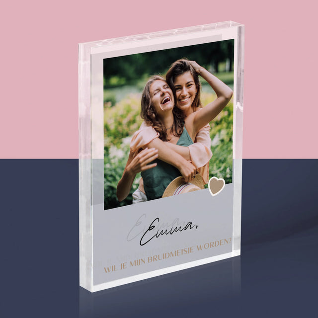 Foto En Handtekening: Wordt Mijn Bruidsmeisje - Acryl Blok