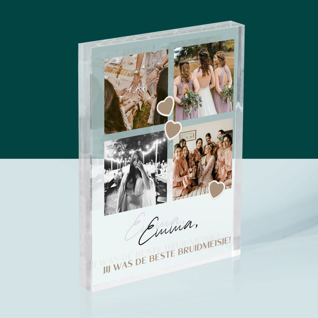 Fotocollage: Bedankt Collage, Bruidsmeisje - Acryl Blok
