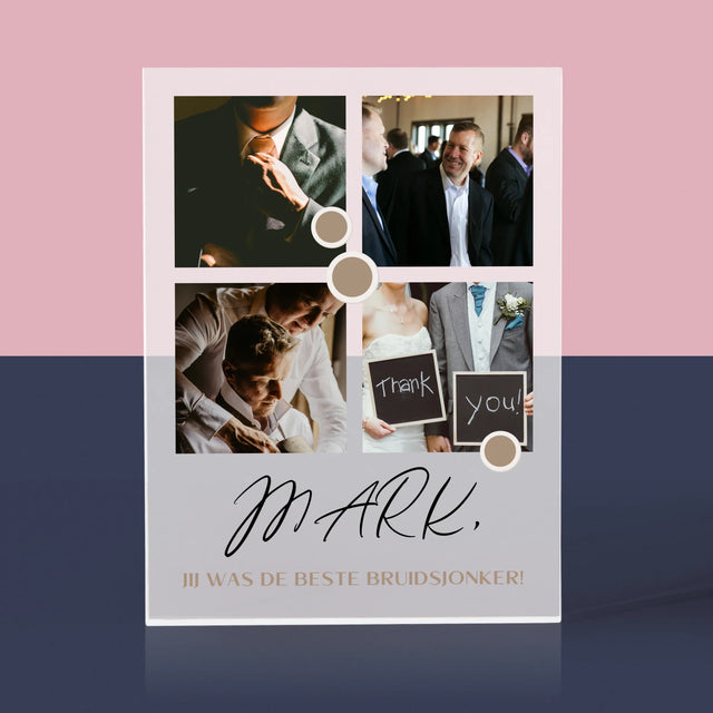 Fotocollage: Bedankt Collage, Bruidsjonker - Acryl Blok