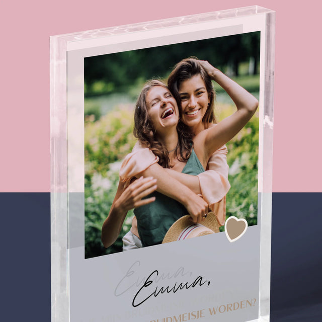 Foto En Handtekening: Wordt Mijn Bruidsmeisje - Acryl Blok