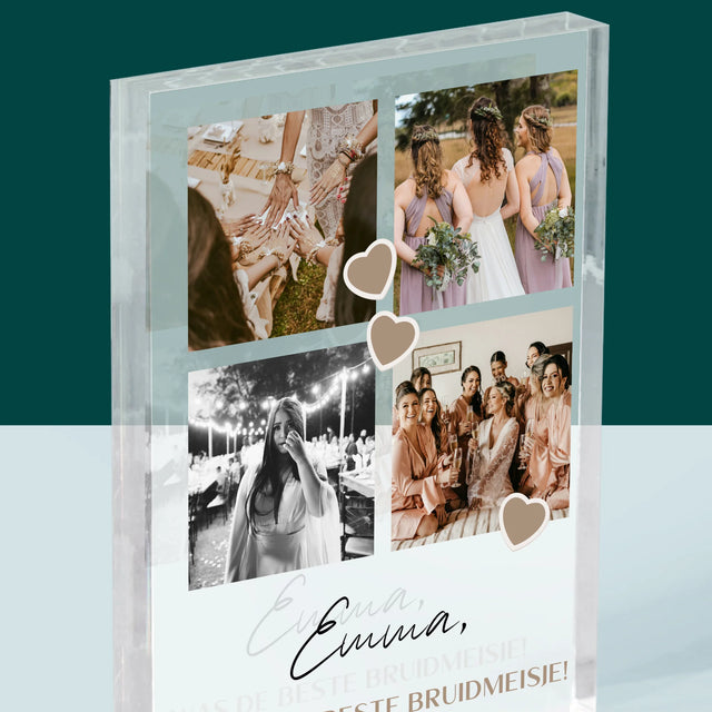Fotocollage: Bedankt Collage, Bruidsmeisje - Acryl Blok
