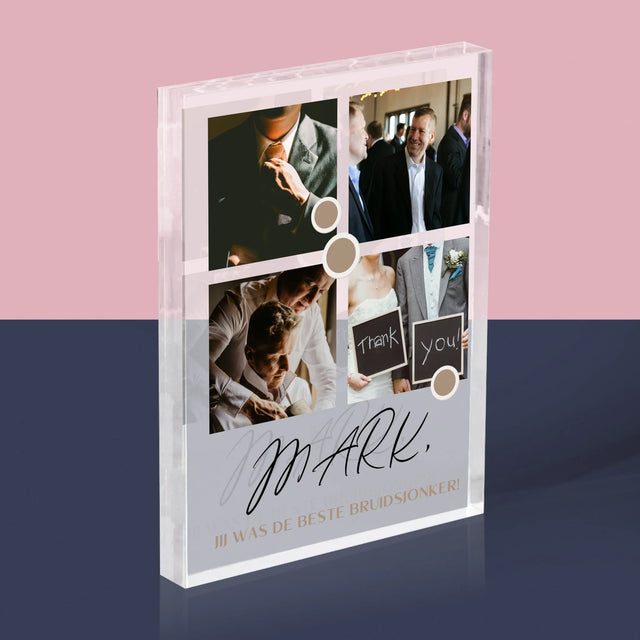 Fotocollage: Bedankt Collage, Bruidsjonker - Acryl Blok