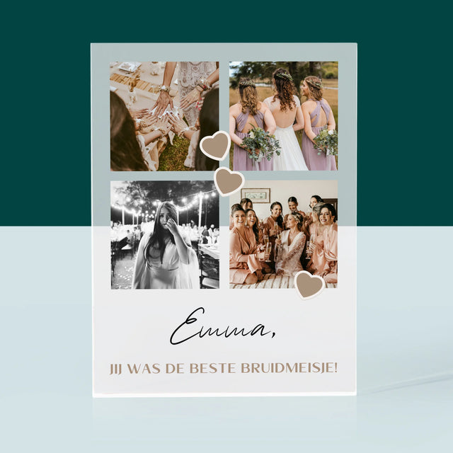 Fotocollage: Bedankt Collage, Bruidsmeisje - Acryl Blok