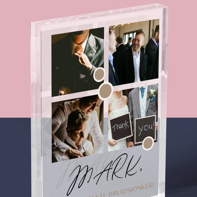 Fotocollage: Bedankt Collage, Bruidsjonker - Acryl Blok