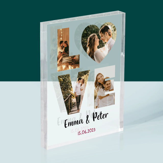 Woord Van Foto'S: Love Met Jouw Foto'S - Acryl Blok