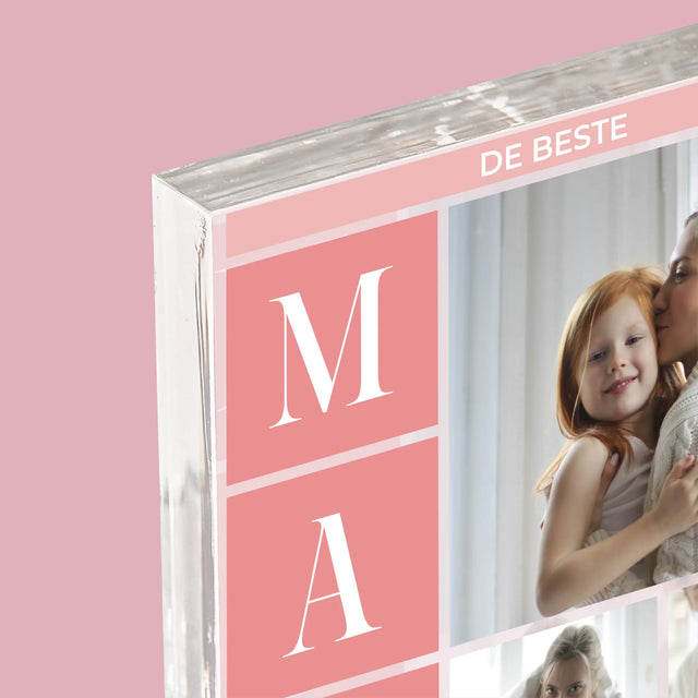 Fotocollage: Collage De Beste Mama - Acryl Blok