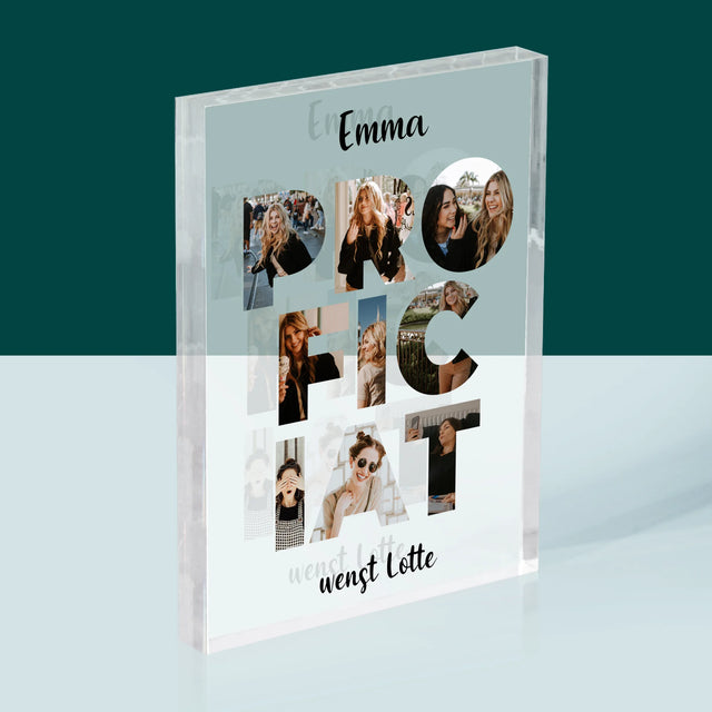 Woord Van Foto'S: Proficiat - Acryl Blok