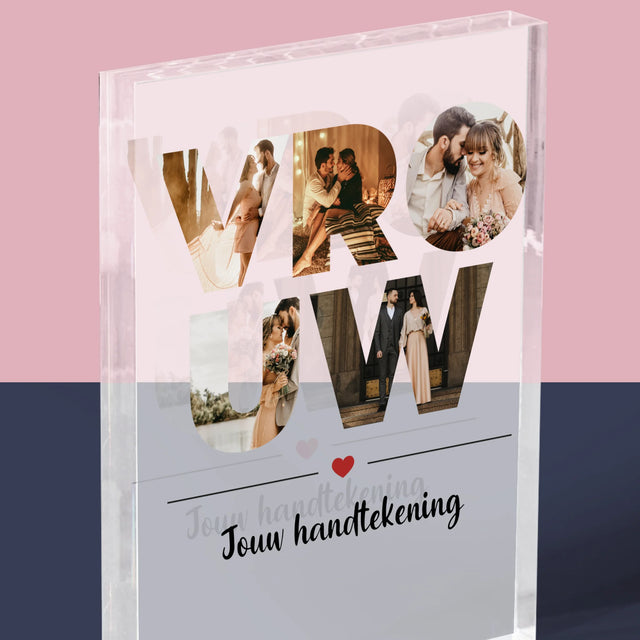 Woord Van Foto'S: Vrouw - Acryl Blok