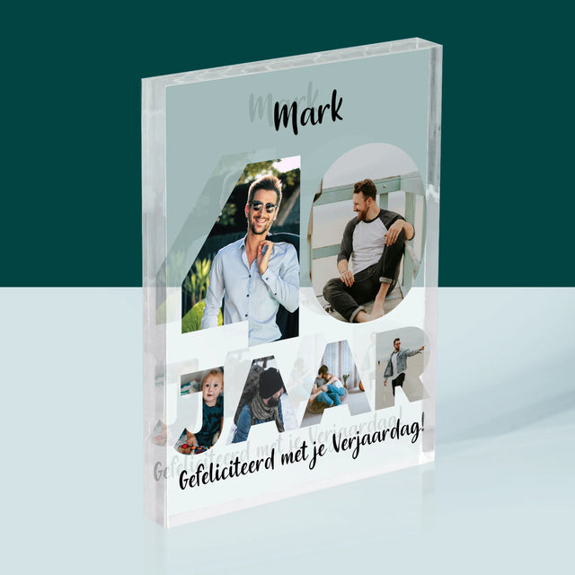 Woord Van Foto'S: 40 Jaar - Acryl Blok