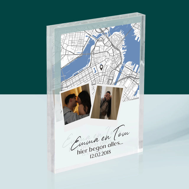 Stadsplastadsplattegrond: Stadskaart: Waar Alles Begon - Acryl Blok