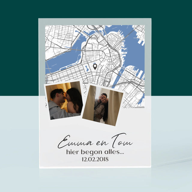 Stadsplastadsplattegrond: Stadskaart: Waar Alles Begon - Acryl Blok