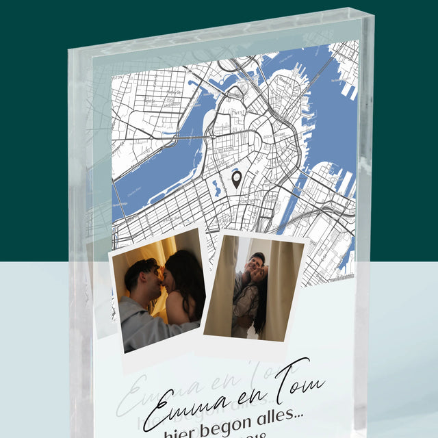 Stadsplastadsplattegrond: Stadskaart: Waar Alles Begon - Acryl Blok