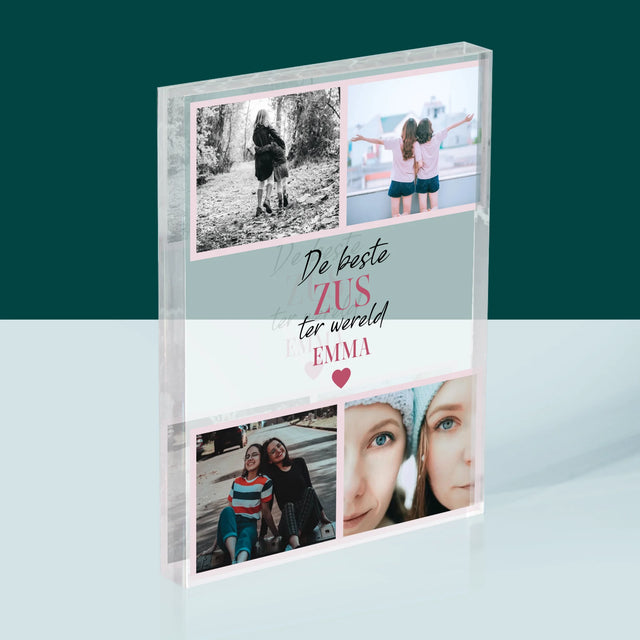Fotocollage: De Beste Zus - Acryl Blok