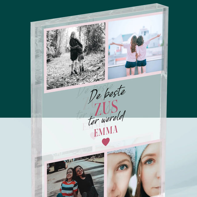 Fotocollage: De Beste Zus - Acryl Blok