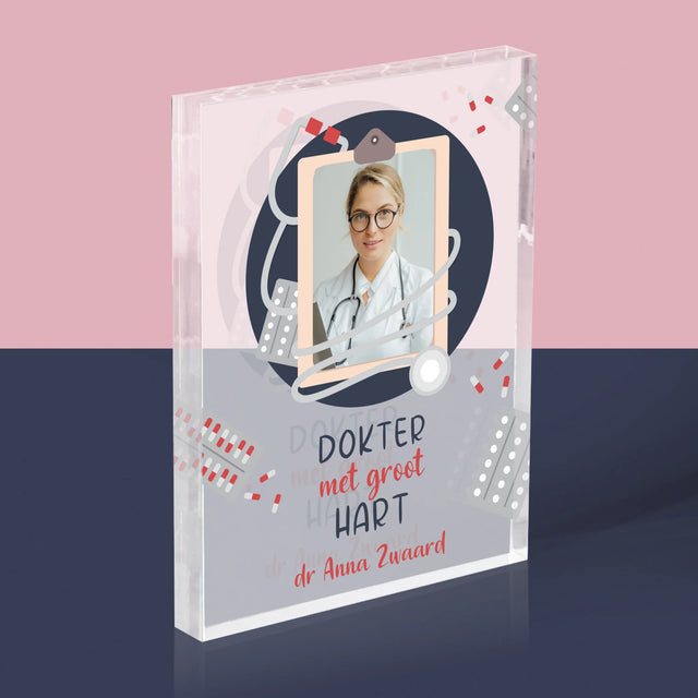Foto En Handtekening: Dokter Met Groot Hart - Acryl Blok