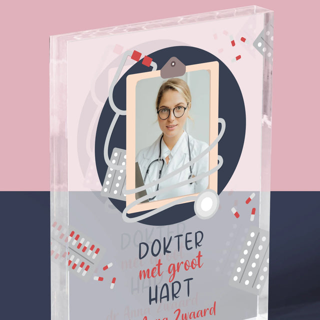 Foto En Handtekening: Dokter Met Groot Hart - Acryl Blok