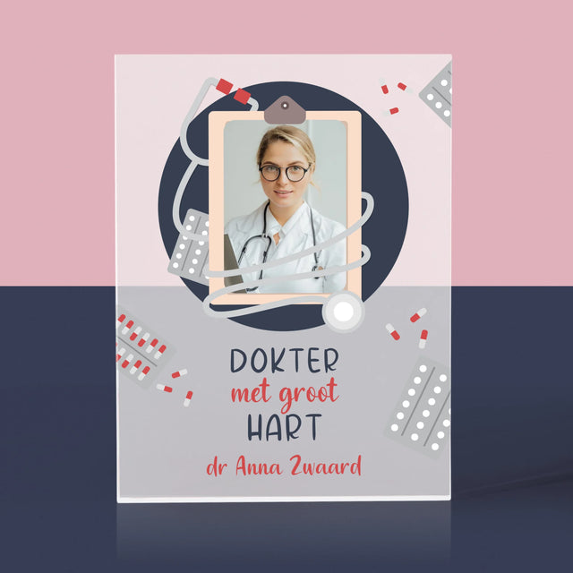 Foto En Handtekening: Dokter Met Groot Hart - Acryl Blok