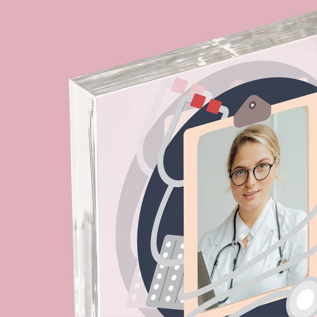 Foto En Handtekening: Dokter Met Groot Hart - Acryl Blok