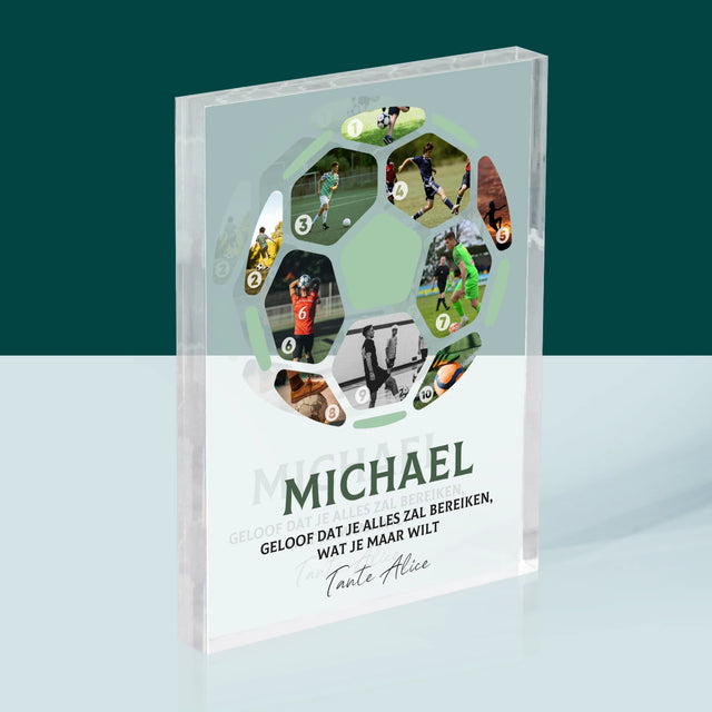 Fotocollage: Fotocollage Voetbal - Acryl Blok