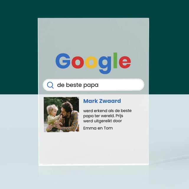Foto En Handtekening: Beste Papa, Google-Score - Acryl Blok