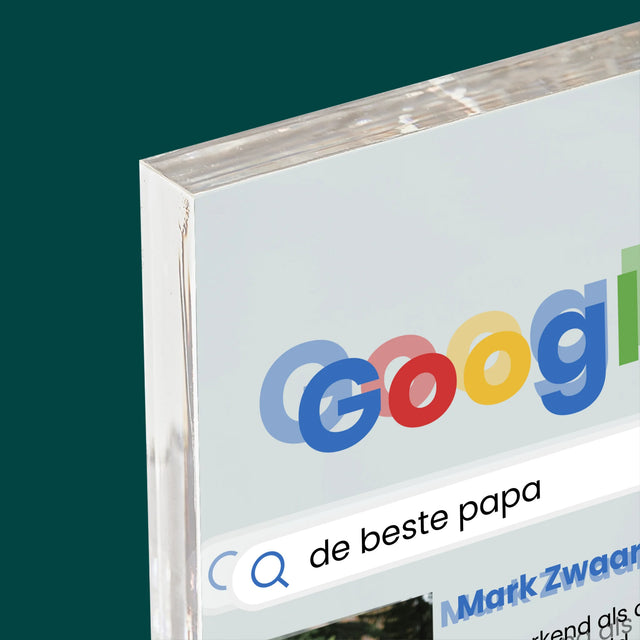 Foto En Handtekening: Beste Papa, Google-Score - Acryl Blok