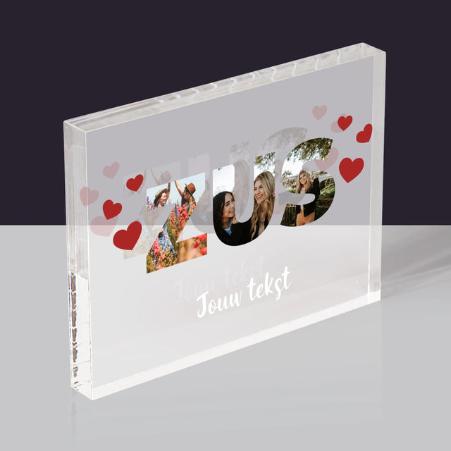 Słowo Ze Zdjęć: Siostra - Blok Akrylowy z Nadrukiem | NL