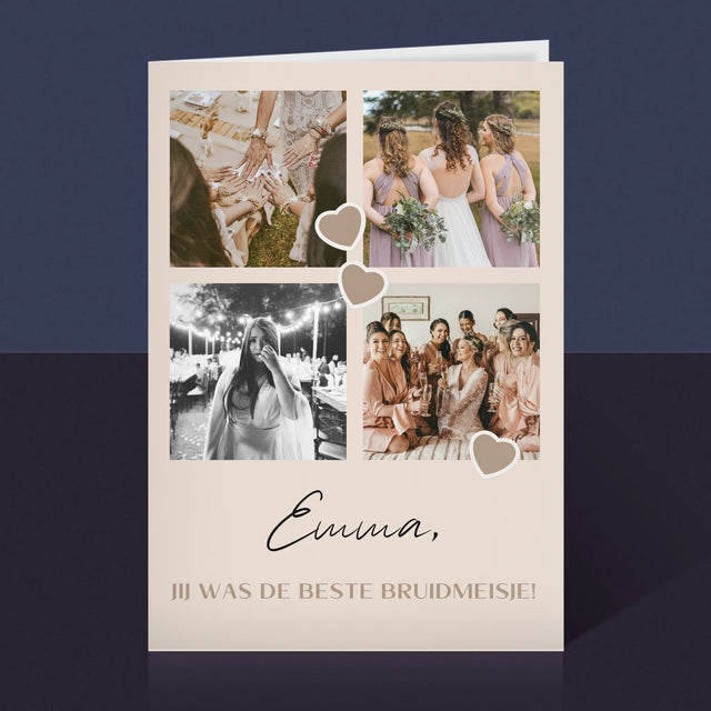 Fotocollage: Bedankt Collage, Bruidsmeisje - Wenskaart