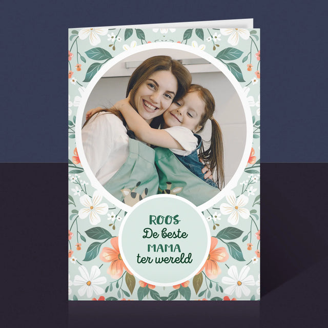 Foto En Handtekening: Beste Mama Bloemen - Wenskaart