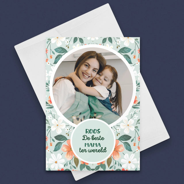 Foto En Handtekening: Beste Mama Bloemen - Wenskaart