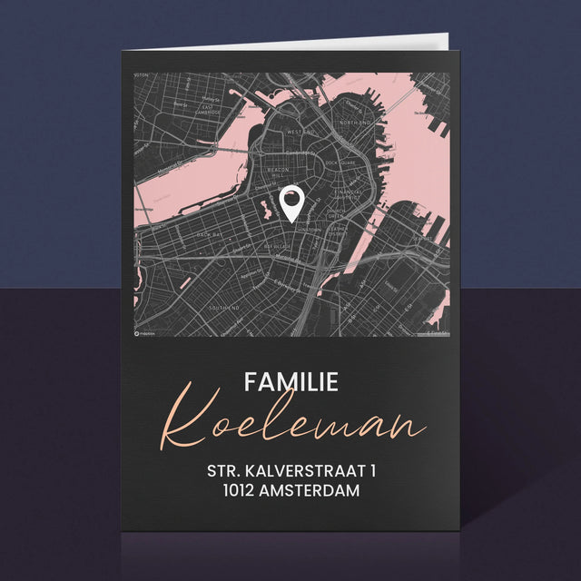 Stadsplastadsplattegrond: Stadskaart: Familie - Wenskaart