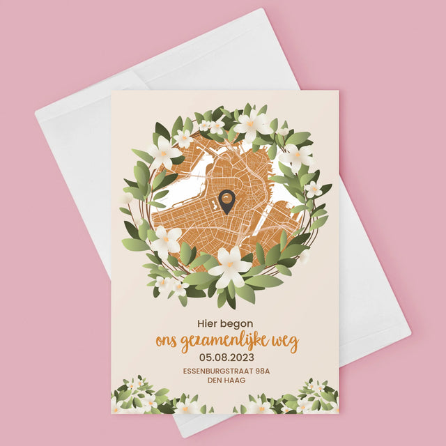 Stadsplastadsplattegrond: Stadskaart: Begin Van Gezamelijke Weg - Wenskaart