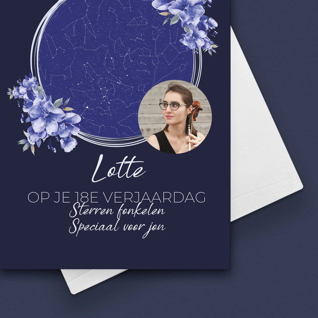 Starrenkaart: Sterrenkaart: Sterren Fonkelen Op Jouw Verjaardag - Wenskaart