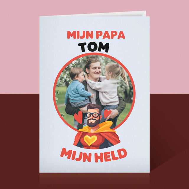 Foto En Handtekening: Papa, Mijn Held - Wenskaart