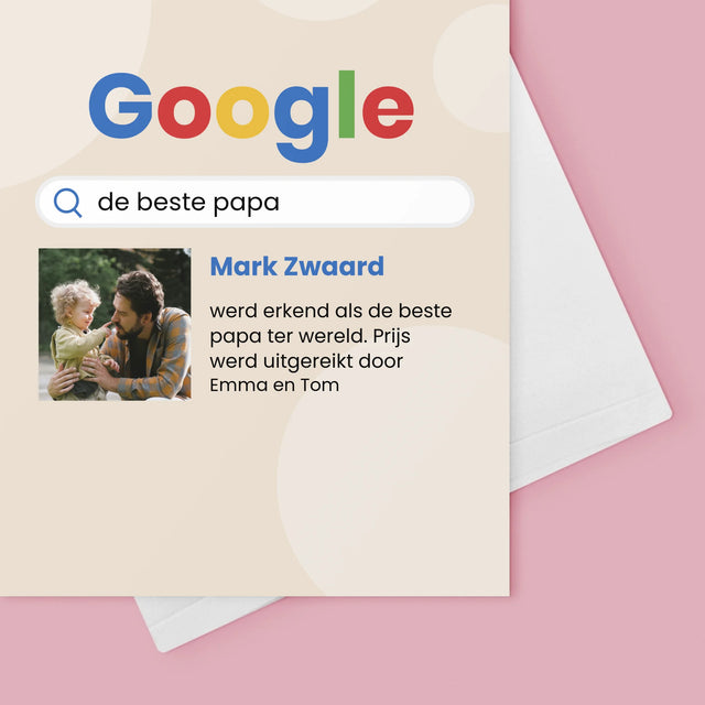 Foto En Handtekening: Beste Papa, Google-Score - Wenskaart