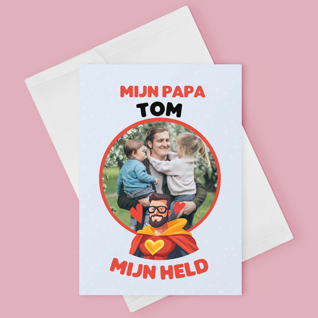 Foto En Handtekening: Papa, Mijn Held - Wenskaart