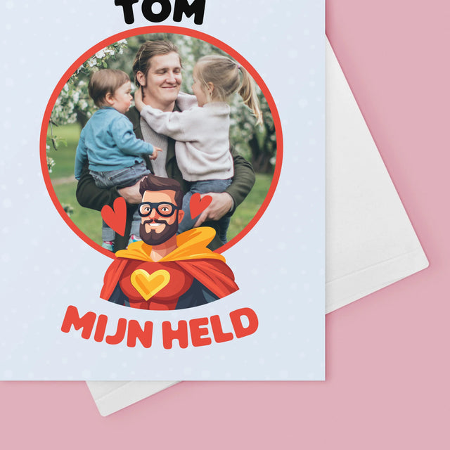 Foto En Handtekening: Papa, Mijn Held - Wenskaart