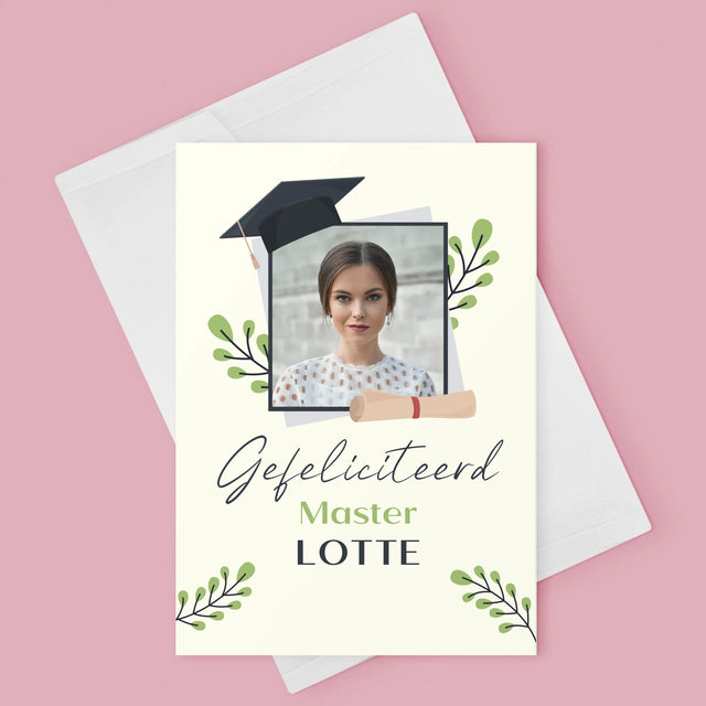 Foto En Handtekening: Gefeliciteerd, Master - Wenskaart