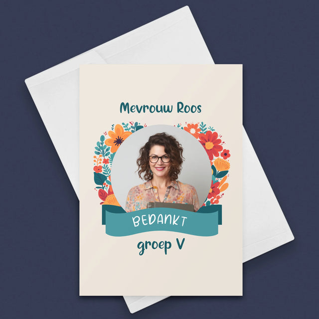 Foto En Handtekening: Bedankt, Kleuterjuf - Wenskaart