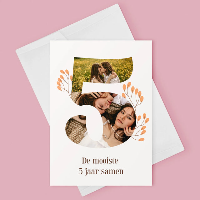 Fotocollage: 5 Jaar Samen - Wenskaart