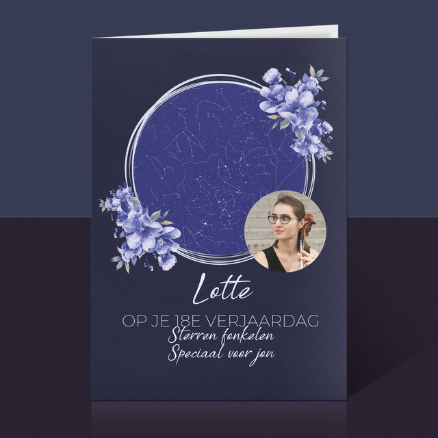 Starrenkaart: Sterrenkaart: Sterren Fonkelen Op Jouw Verjaardag - Wenskaart