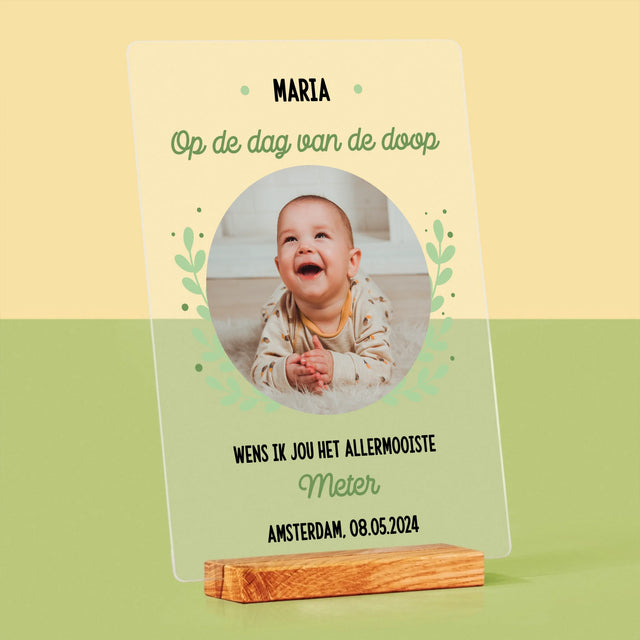 Foto En Handtekening: Ter Gelegenheid Van De Doop - Afdruk Op Acrylglas (Verticaal)