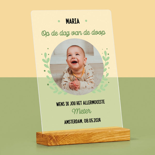 Foto En Handtekening: Ter Gelegenheid Van De Doop - Afdruk Op Acrylglas (Verticaal)