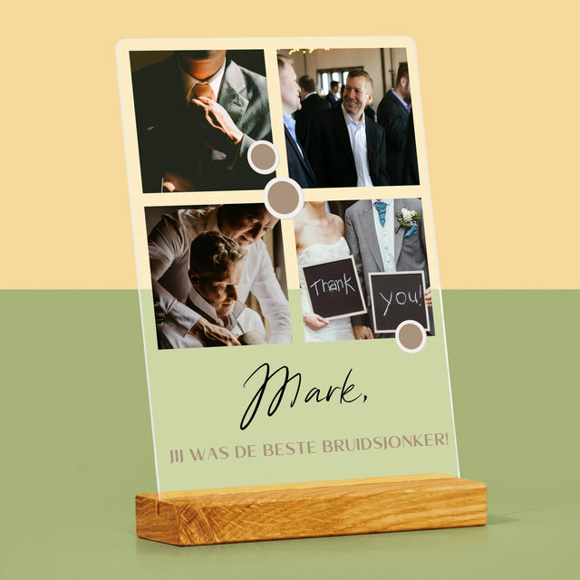 Fotocollage: Bedankt Collage, Bruidsjonker - Afdruk Op Acrylglas (Verticaal)
