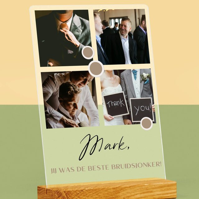 Fotocollage: Bedankt Collage, Bruidsjonker - Afdruk Op Acrylglas (Verticaal)