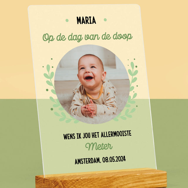 Foto En Handtekening: Ter Gelegenheid Van De Doop - Afdruk Op Acrylglas (Verticaal)