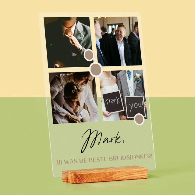 Fotocollage: Bedankt Collage, Bruidsjonker - Afdruk Op Acrylglas (Verticaal)